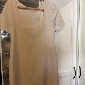Eve Cream Square Neck Short Sleeve Dress